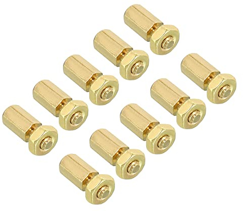 PATIKIL 5mm+3mm M2 Abstand Schrauben, 100 Pack Messing Hex PCB | Abstandshalter Gewindemutter Abstandsbolzen für Mutter Bretter, Computer Gehäuse, Leiterplatten, Elektronik, Goldton