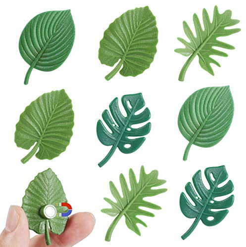 SAVITA 8pcs Monstera Plant Fridge Magnets, Tropical Leaves Refrigerator Magnets 3D Plant Fridge Magnets Cute Decorative Magnet Decals for Fridge Locker Kitchen Home Office Decoration (Green)