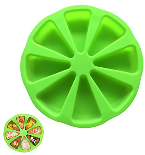 Silicone Baking Moulds Triangle Pizza Slice Cake Pan 8 Cavity Non Stick Portion Mould Green Muffin Tin Brownie for Quiche Scone Chocolate Kitchen Bakeware