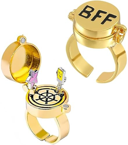 YeahBoom 2 Stück Beste Freunde Ring,Süßes BFF Ringe,Einstellbar Offene Kappe Ring,Beste Freunde für Immer Ringe,Freundschaftsring,Schmuckgeschenke für Frauen