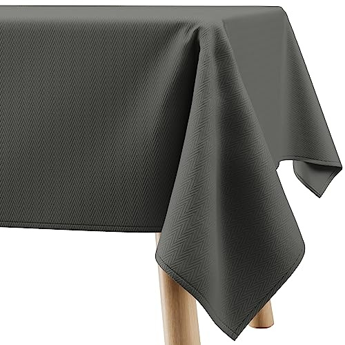 Filumi Tischdecke 140x320 cm Grau Abwaschbar Für Indoor Outdoor geometrisches Zickzackmuster Verte