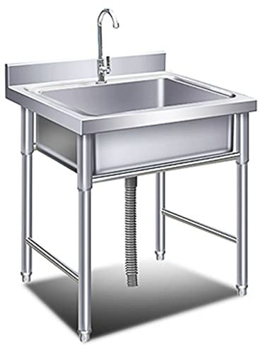 Évier utilitaire en acier inoxydable avec robinet pour garage, restaurant extérieur