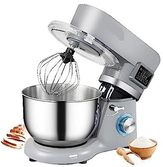 5,5/7L elektrischer Standmixer mit 6 Geschwindigkeiten, LCD-Bildschirm, Timing-Lebensmittelmixer, Sahne, Ei, Schneebesen, Teigkneter mit Stahlschüssel Um Ihre Bedürfnisse zu erfüllen (Color : 7L 660W