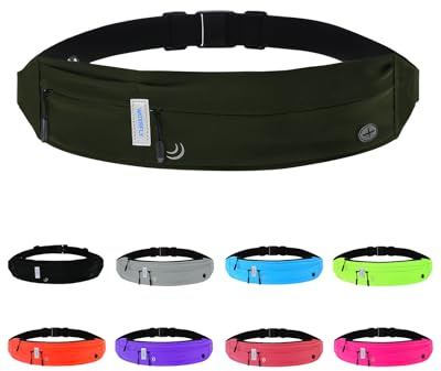 Waterfly Running Belt Bum Bag: Runner Marathon Jogging Waist Pack Sport Workout Exercise Fitness Phone Holder Bag for Men Women Jogger Slim Waistband