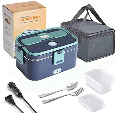 TOWEBOORY Lunch Box Chauffante, 60W 1.8L Gamelle Chauffante Acier Inoxydable Détachable Portable Boîte Electrique Isotherme Chauffante Repas pour Voiture Camion Bureau Travail