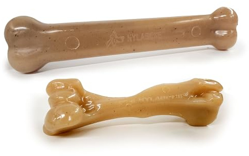 Nylabone Gourmet Style Strong Chew Toy Bundle, Toys for Dogs, Baby Back Ribs & Aged Cheddar Flavor, Large - Up to 50 lbs, 2 Pack