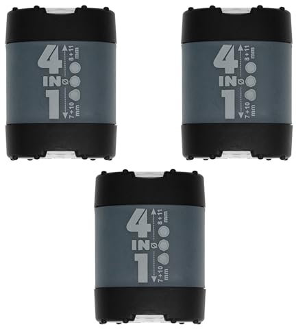KUM AZ1028316-S - Temperino con contenitore 4in1 nero, 3 temperini con chiusura a scatto in plastica