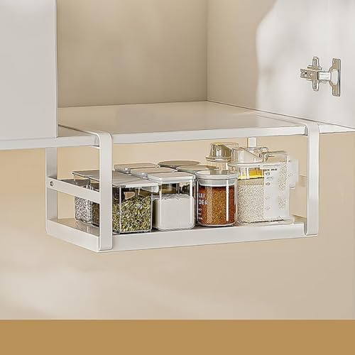 Hovoto Hängekorb Regal, Unterregal Aufbewahrungskorb, Schrankkörbe, Unterregal Hängekorb Metall, Einhängekorb für Küche, Büro, Speisekammer, Bad, Schrank, Weiß