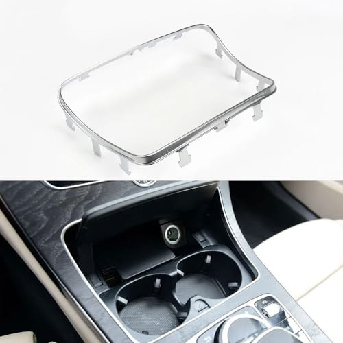 Kompatibel mit Mercedes W253 W205 Auto Mittelkonsole Aschenbecher Getränkehalter Leiste Trim Silber Chrom Rahmen für Benz GLC C Klasse 2056830900