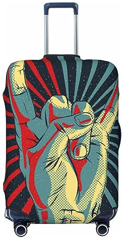 Ttetddd Housse de protection lavable pour valise, avec fermeture éclair et boucle, motif floral rétro, 71,1 cm, Rock N Roll Gesture Love, M