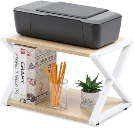 FENGJISUN DruckerstäNder Druckertisch 2-stöckiger Druckerständer, Vielseitiger Desktop-Druckerständer, Aufbewahrungsregale, Stabile X-förmige Lagerregale Aus Eisenrahmen Druckerschrank(C)
