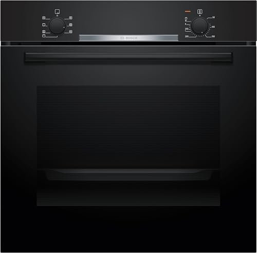 Bosch HBA510BA3, Serie 2, Einbau-Backofen, 60 x 60 cm, 3D-Heißluft für gleichmäßiges Backen auf 3 Ebenen, Schnellaufheizung, Halogen-Innenbeleuchtung, Schwarz