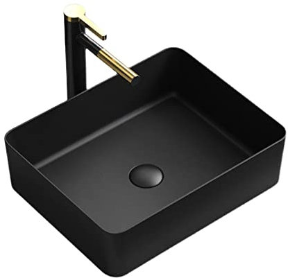 XFZJCHAP Lavabo de Recipiente de baño Lavabo de 19 x 15 Fregadero de Recipiente de baño de cerámica Mate Moderno Fregadero de Recipiente Rectangular sobre encimera Lavabo de tocador Fregadero de