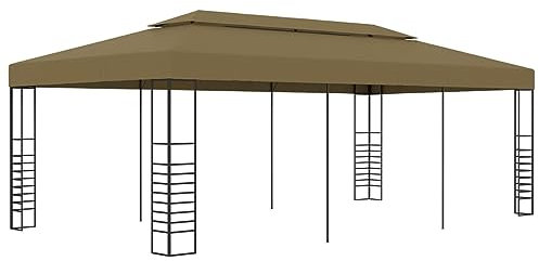 LAPOOH Gartenpavillon, Faltpavillon, Pergola, Partyzelt, Standmarkise, Sonnenzelt, Garten Pavillion, Grillpavillon, 6x3x2,7 m Taupe 180 g/m²