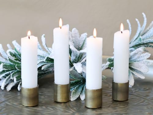 Kerzenhalter mit Magnet für Kerzen mit Ø 2 cm Advent Kerzenständer magnetisch Adventsteller Adventskranz Weihnachtsdeko, Farbe:Antik Messing