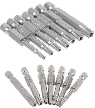 HaoTrade 14 Stück 5 Punkt Torx Schraubendreher, Magnetische 50 mm Länge | Torx Sicherheitskopf, S2 Stahl, 1/4 Sechskantschaft, für Elektrische Schrauber Handwerkzeug, T15 T20 T25 T27 T30 T40 T45