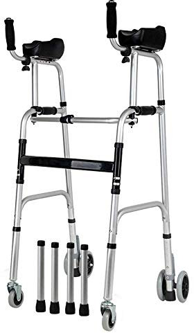 WDWDW Cadre de Marche, déambulateur Pliable 4 en 1 avec Repose-Bras et siège rembourré, Aide à la mobilité, Hauteur réglable pour Adultes, Personnes âgées, handicapées