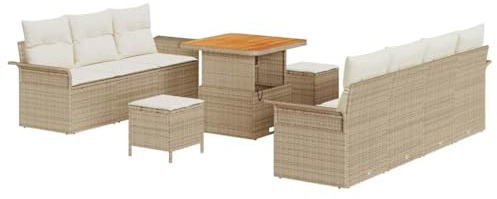 vidaXL Modulares Outdoor-Sofa-Set mit Kissen in Beige und Cremeweiß | Stylisches 4-teiliges Gartenmöbel für Terrasse und Balkon, langlebig und bequem, perfekt zum Entspannen, Rattan-Sitzgruppe
