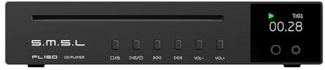 SMSL PL150 CD Player High Power CS43198 D/A chip, Standard/MQA-CD/HDCD CDs, with RCA/3.5mm & 4.4mm Headphone/Optical/Coaxial Output, for Vehicle/Laptop/TV/PC, CD Player Amp with Remote Control (Black)