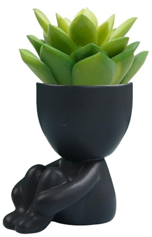Macetero de cara con cabeza, mini macetas de cerámica para interior con agujeros, macetas decorativas en forma humana para mini plantas, plantas aéreas, suculentas, helechos