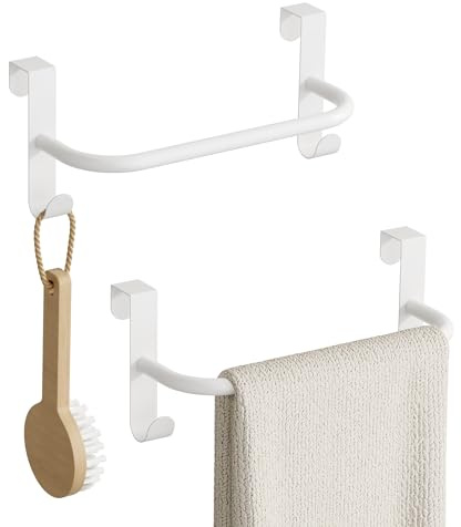 SAYAYO Handtuchhalter Tür Weiß 23cm Geschirrtuchhalter Küche mit Haken | Handtuchstange für 15-21 mm Dicke Schranktüren für Badezimmer, Küche, Waschtisch