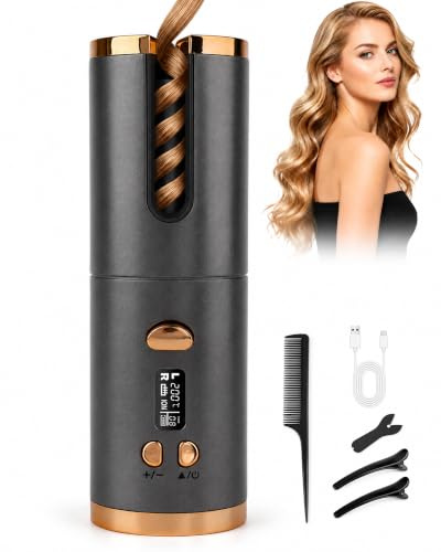 lulir Rizador Pelo Ondas Rizador Cerámico 6 Temp, Batería 5200mAh Viajes | Rizador térmico portátil con 3 temperaturas, carga USB-C y curvatura duradera sin pellizcos.