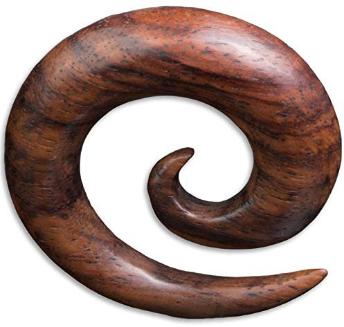 viva-adorno 1 Stück Dehnungsspirale Sono Holz handgeschnitzt Expander Taper Sichel Spirale Ohr Piercing 4-30mm WP3, Sono 6mm