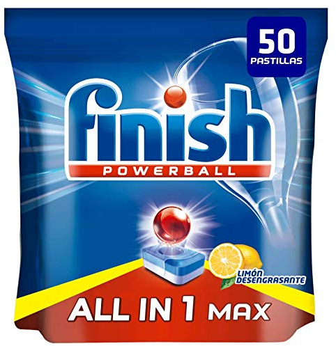 Finish Powerball All in 1 Max - Pastiglie per lavastoviglie tutto in 1, limone, formato 50 pezzi