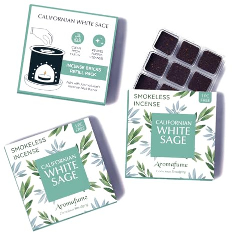 White Sage Smokeless Incense Bricks for Smudging, Aromafume | 3x9 Bricks | Sage Incense for Cleansing Negative Energy & Protection | Smokeless Smudging & Spiritual Cleansing | Refill Pack