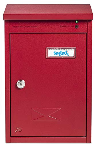 Cassetta Postale Gaia 400x215 con segnalatore presenza posta e porta pubblicità versione STD-LED SMALL ROSSO RAL 3003