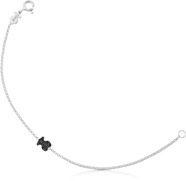TOUS Pulsera de Plata de Primera Ley para Mujer con Motivo de Osos en Espinela, 17,5 cm de Largo, Chic y Elegante, Colección Motif