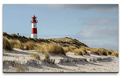 Paul Sinus Art Bilder XXL Leuchtturm am Meer 120x70cm Wandbild auf Leinwand