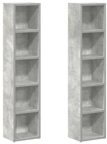 vidaXL CD-hyllor 2 st betonggrå 21x16x93,5 cm spånskiva