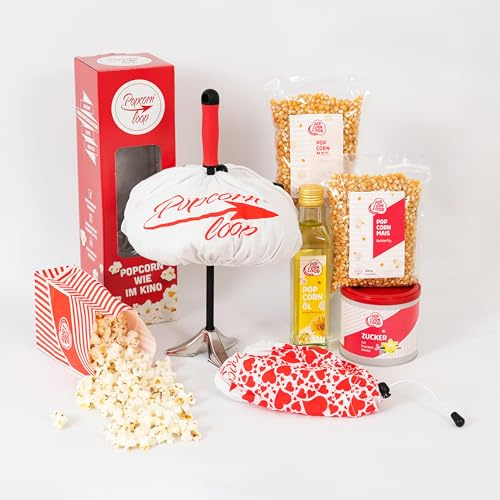 Das Starter Paket Popcornloop Original Popcornmaschine für Popcorn Mais Zuhause Kino Retro Heimkino Popcornmaker Popcornzubereiter Popcorn Maker