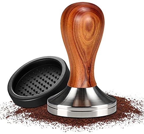 JOYBOY Prensador de café,Café Tamper,Tamper de Acero Inoxidable,Prensador de café 51 MM,Prensador Cafe con Base de Silicona,Prensador Cafe para prensar café Espresso