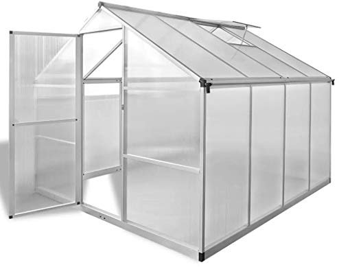 Kstyhome Serre de Jardin avec Base alu Polycarbonate Tente abri Plante Jardinage Serre renforcée en Aluminium avec Cadre de Base 6,05 m²