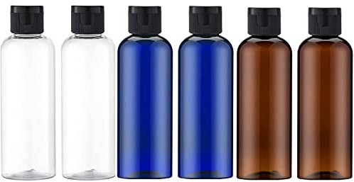 HCYUN Flacone vuoto, 100 ml con Flip Cap (6 Pezzi, Bottiglie da viaggio Ricaricabili, Vari per Cosmetica, Lozione, Shampoo, Crèmes e altri, Multicolore, L3,8*H12,2, multicolore, Taglia unica