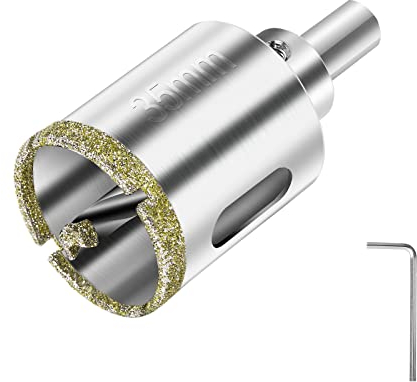 Flintronic 35mm Sega a Tazza Diamantata,Punta Diamantata con Punta di Guida Centrale,Punta da Trapano per Sega a Tazza con Rivestimento Superficiale Diamantato,per Taglio di Vetro/Piastrelle/Marmo