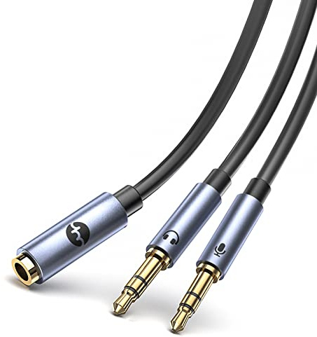 YHEMI Audio Splitter, Headset Splitter 0.3M(Double 3.5mm Male auf 3.5mm Female) Headset Adapter 1 auf 2 Klinke für Kopfhörer, Headset, Laptop, PC usw.