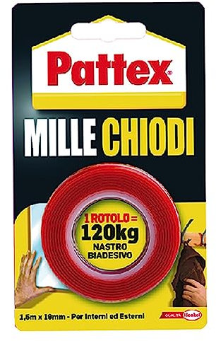 12BLISTER NASTRO BIADESIVO 'MILLECHIODI' mm 19 x 1,5 mt