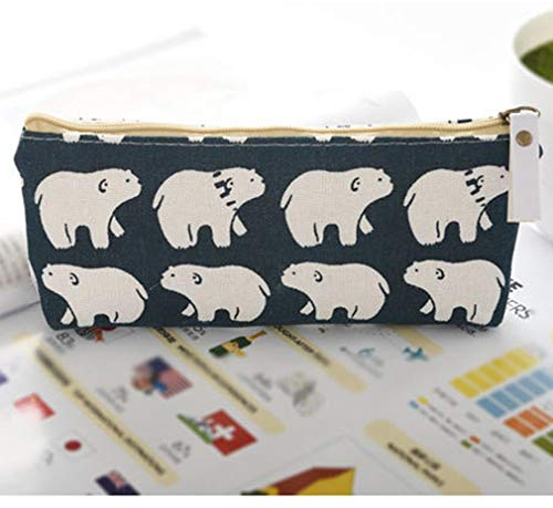 Adorable Wald und Tier Leinen Federmäppchen Stift Reißverschluss Tasche Coin Organizer Make-up Costmetic Bag Pouch, Eisbär kostengünstig und langlebig Langlebig und modisch