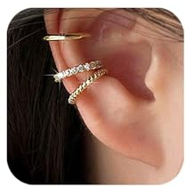 3Pcs Ear Cuffs Non Piercings, Teen Gifts Trendy Gold Clip On Earrings for Teens Women Jewelry Set Gifts for Teen Teenage Women (Gold)