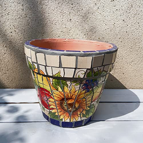 Maceta de cerámica de colores maceta grande vidriada con platillo redondo de terracota maceta de flores de terracota pintada a mano plantas de bonsái para patio al aire libre maceta maceta
