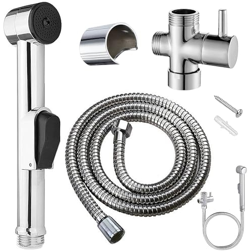 Set per bidet Doccetta a mano con rubinetto, valvola di commutazione, acciaio inox di alta qualità, per lavandino con tubo doccia 150 cm, bagno e cucina