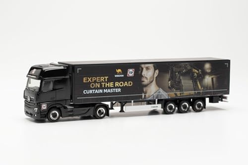 Herpa LKW Modell Mercedes-Benz Actros Gigaspace Gardinenplanen-Sattelzug Wielton/Tip, Miniatur im Maßstab 1:87, Sammlerstück, Made in Germany, Kunststoff