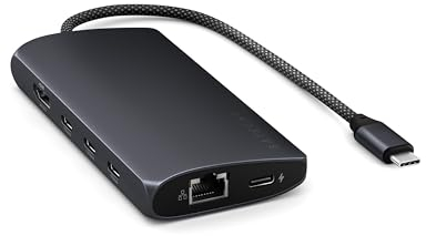 SATECHI 8-in-1 USB-C Hub Multiport Adapter V3, 8K@60Hz HDMI, 100W Charging, 4x USB Data Ports, Ethernet, SD Card Reader for Laptop, Mac/Windows, MacBook Air & Pro M5 M4 M32, iPad, Windows - Midnight