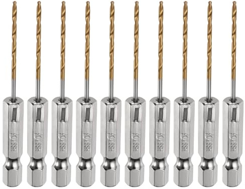 QUARKZMAN 10 Stück Hss Spiralbohrer 0.06mm TitanbeschichtungHolzbohrer 1/4 Zoll Griffdurchmesser Hochwertiger Sechskantschaft-Bohrer für Edelstahl, Holz, Metall, Kunststoff