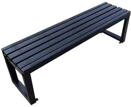 LYXXJRYBHD Sitzbank Outdoor, Gartenbank Metall, Gartenbank Ohne Lehne, Parkbank, Stabil Tragfähig, Feste Ohren, für Veranda, Rasen, Garten, Hof(Color:Black,Size:Large)