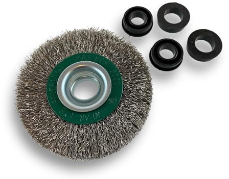 Lot de 3 brosses circulaires INOX | Ø 125 mm | Epaisseur 2 rangs | Fil dur 0.30 mm ondulé | Alésage 16 mm | Touret meuleuse affûteuse ponceuse | Brossage décapage polissage | Kibros 234127ITx3