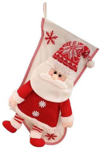Liooce Medias de Navidad, Calcetines de Navidad para el árbol de Navidad Chimenea,Calcetín de Decoración Navideña （Papá Noel）